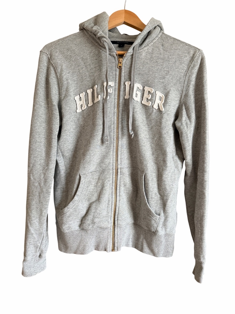 Tommy Hilfiger Light Gray Embroidered Zip Hoodie